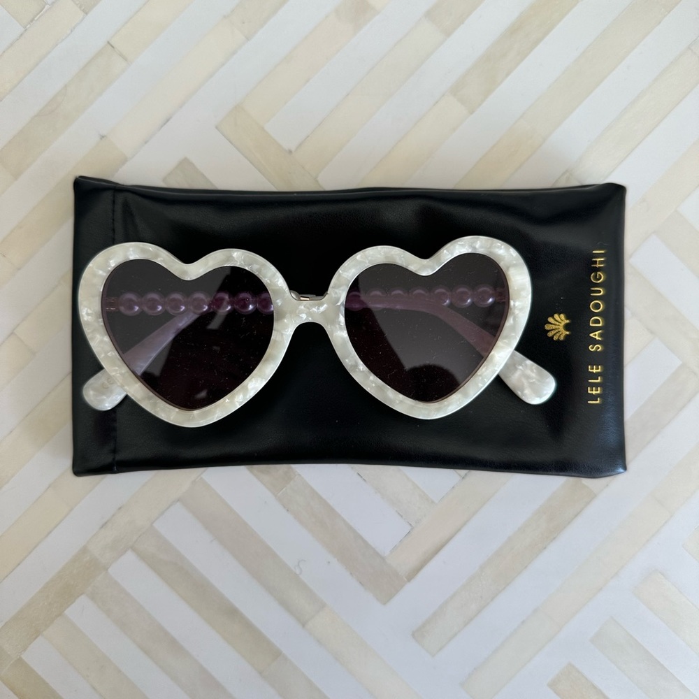 LELE SADOUGHI Heart Shape Pearl Sunglasses